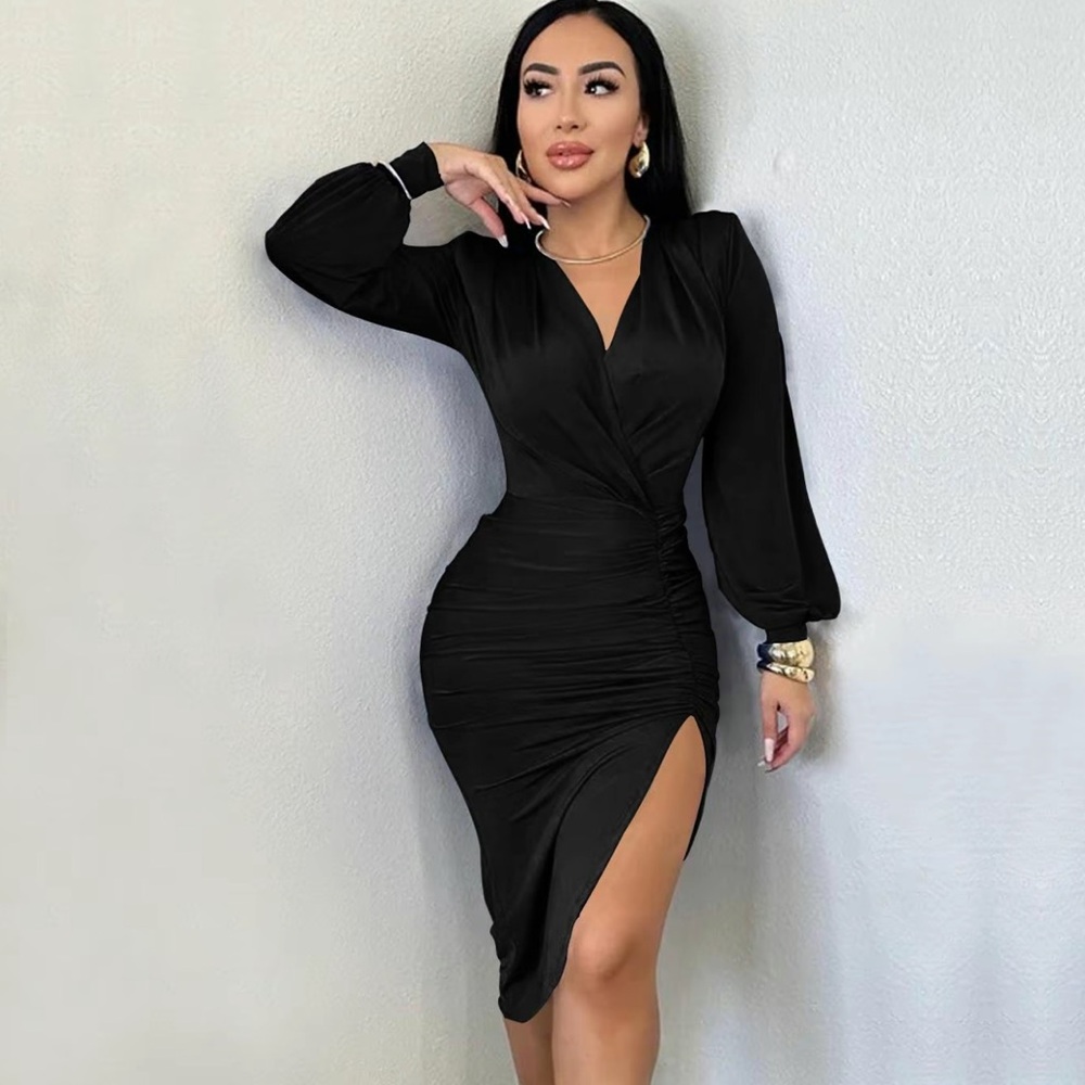 Elegant 🔥 Black Wrap Dress